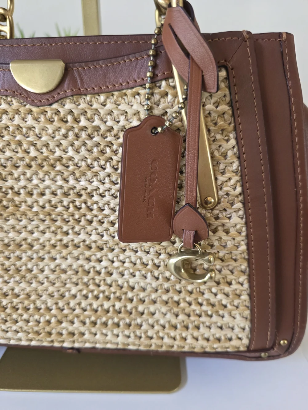 Coach Limited Edition Dreamer Leather & Woven Fabric Satchel Crossbody Bag - Picture 13 of 16